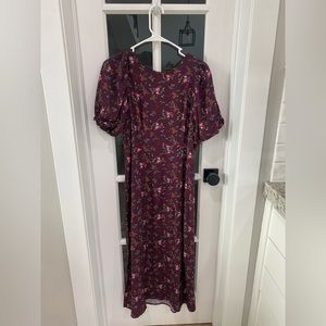 Maroon Floral Print Dress Size Medium